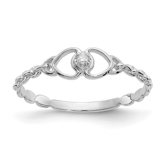 14k White Gold A Diamond heart ring