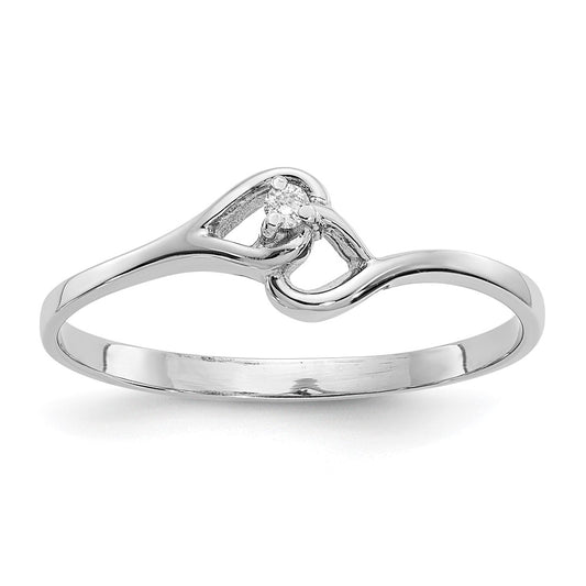 14k White Gold A Diamond heart ring