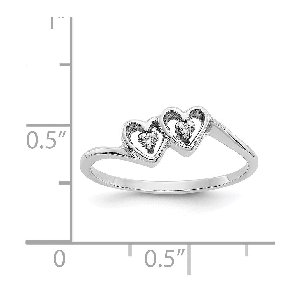 14k White Gold AA Diamond heart ring