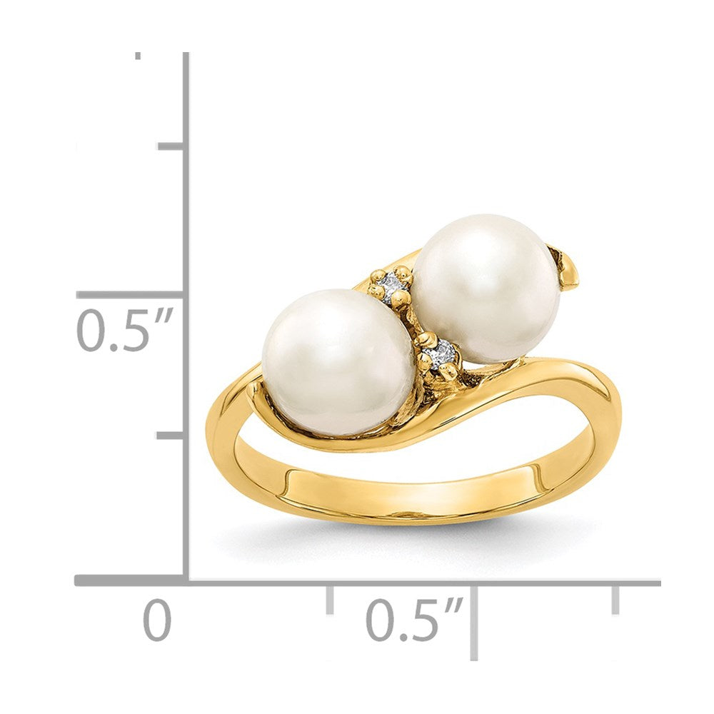 14k 6mm Black FW Cultured Pearl AAA Diamond ring