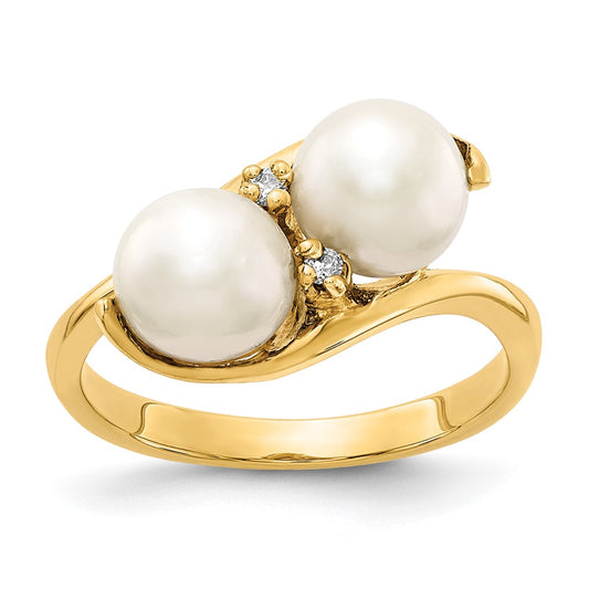 14k 6mm Black FW Cultured Pearl A Diamond ring