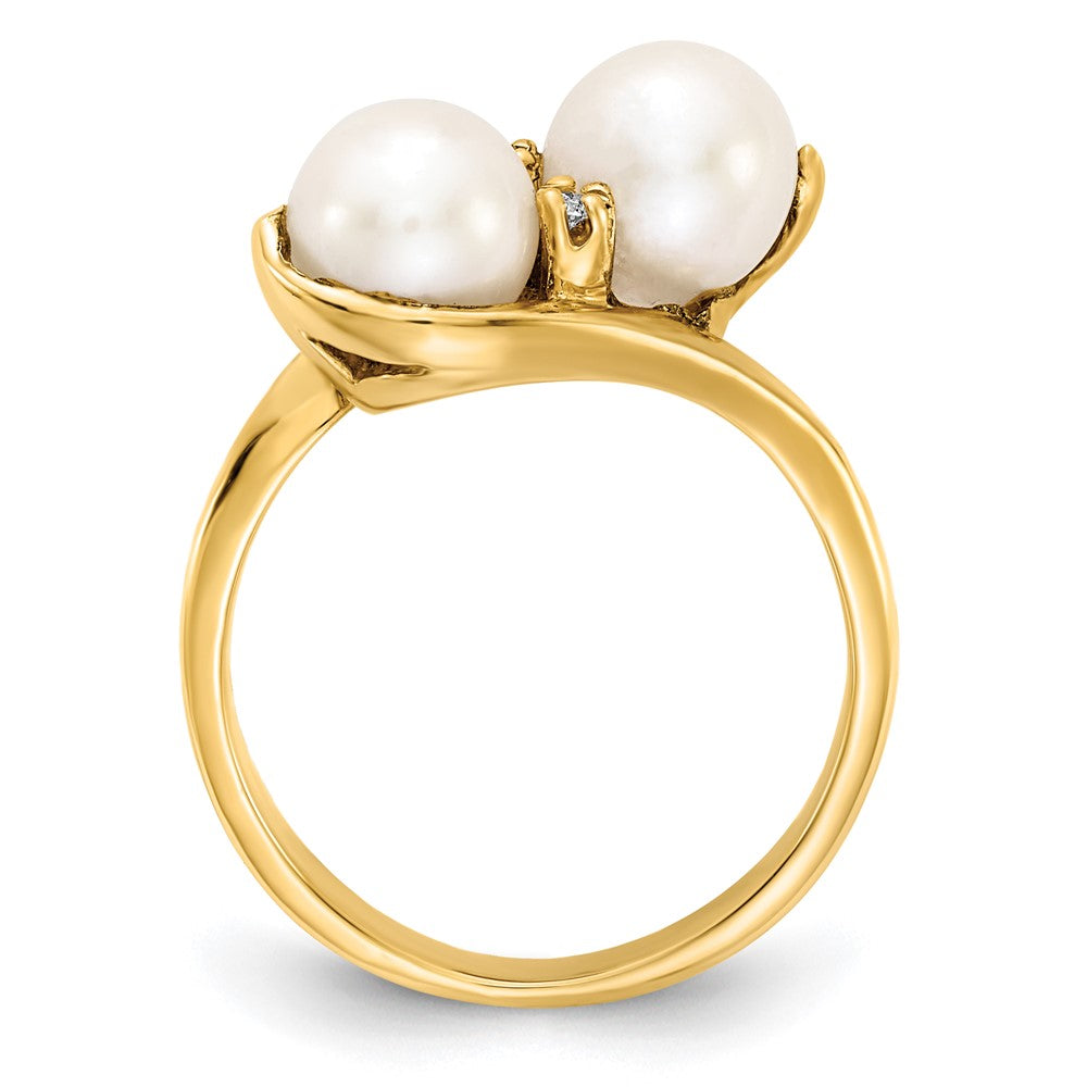 14k 6mm FW Cultured Pearl VS Diamond ring
