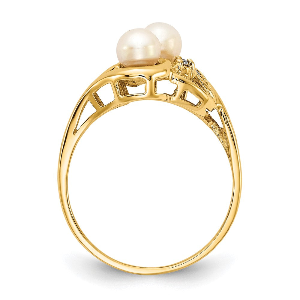 14k 4.5mm FW Cultured Pearl A Diamond ring