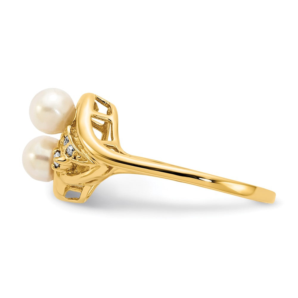 14k 4mm FW Cultured Pearl AA Diamond ring