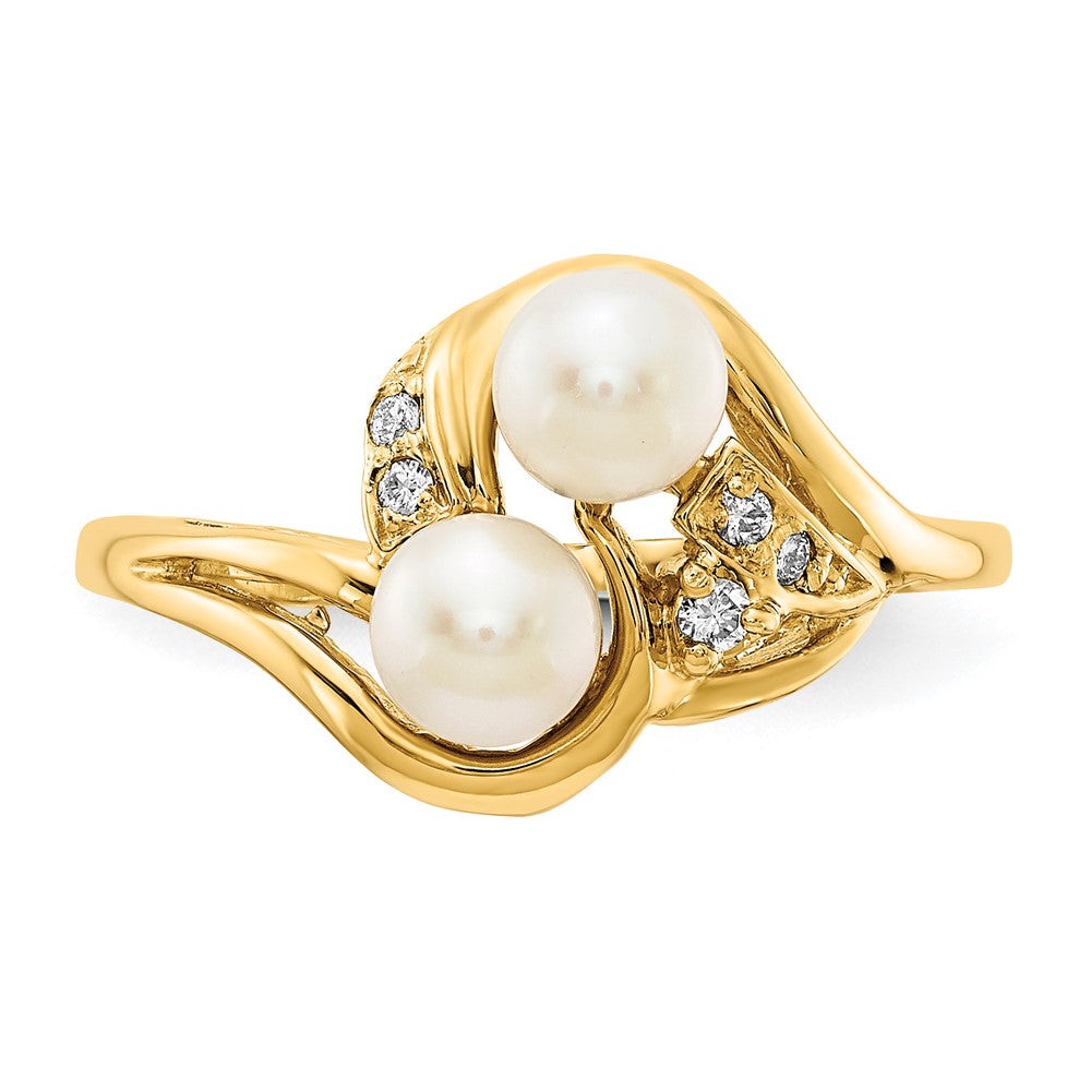 14k 4mm FW Cultured Pearl AA Diamond ring