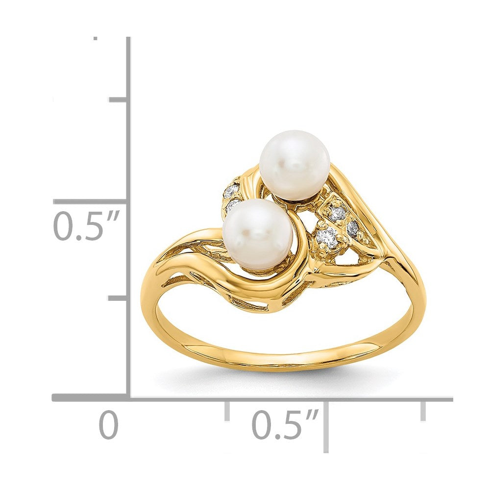 14k 4.5mm FW Cultured Pearl VS Diamond ring