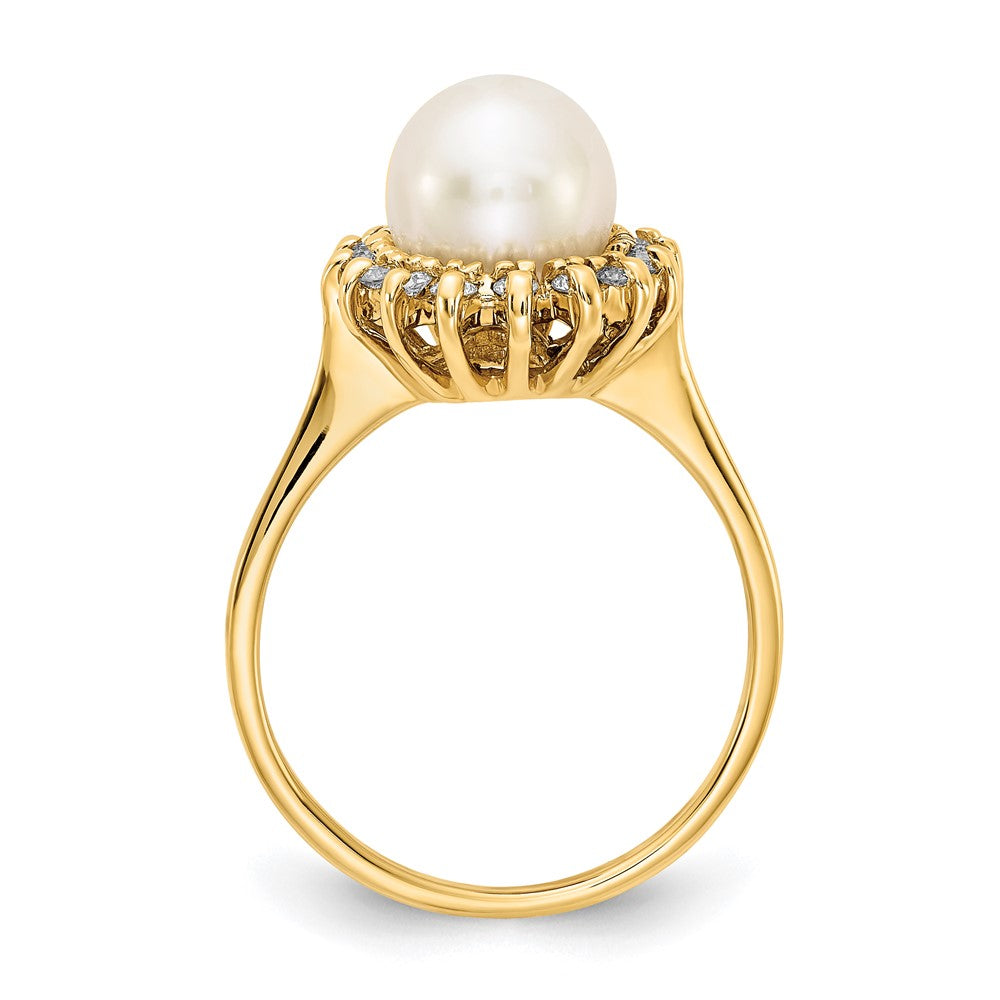 14k 7.5mm FW Cultured Pearl VS Diamond ring