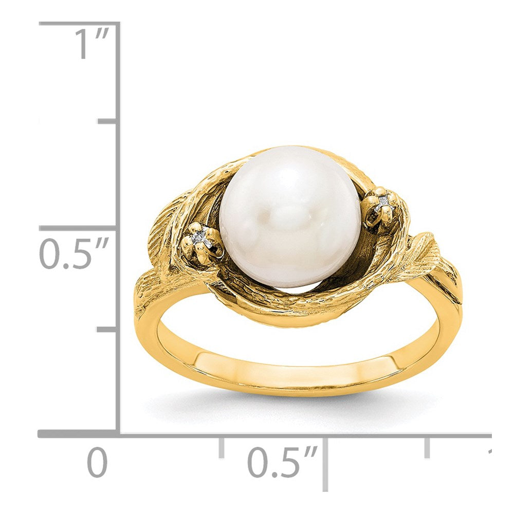 14k 7.5mm FW Cultured Pearl VS Diamond ring