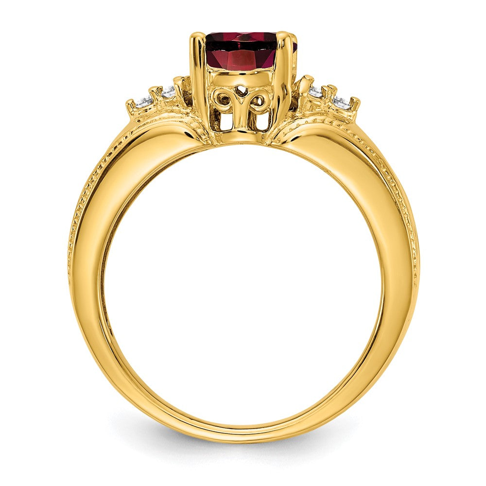 14k 8x6mm Oval Garnet AAA Diamond ring