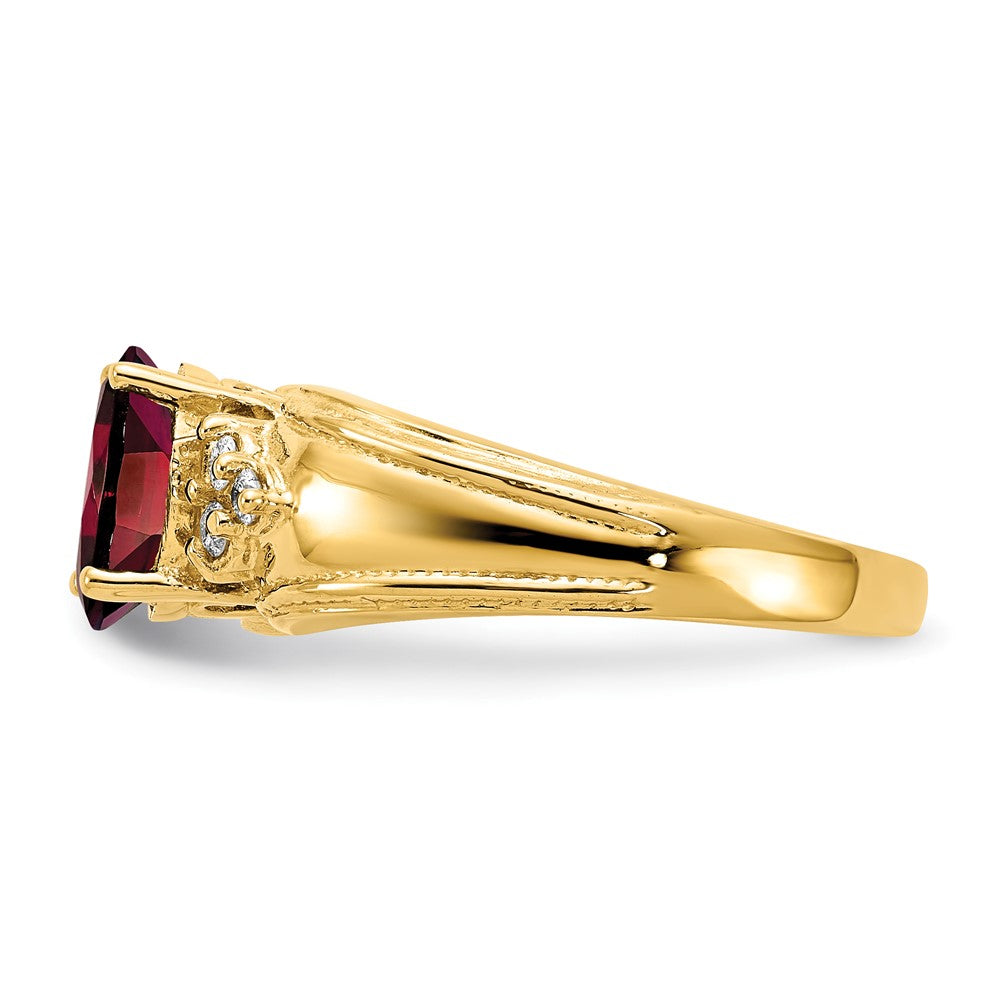 14k 8x6mm Oval Garnet A Diamond ring