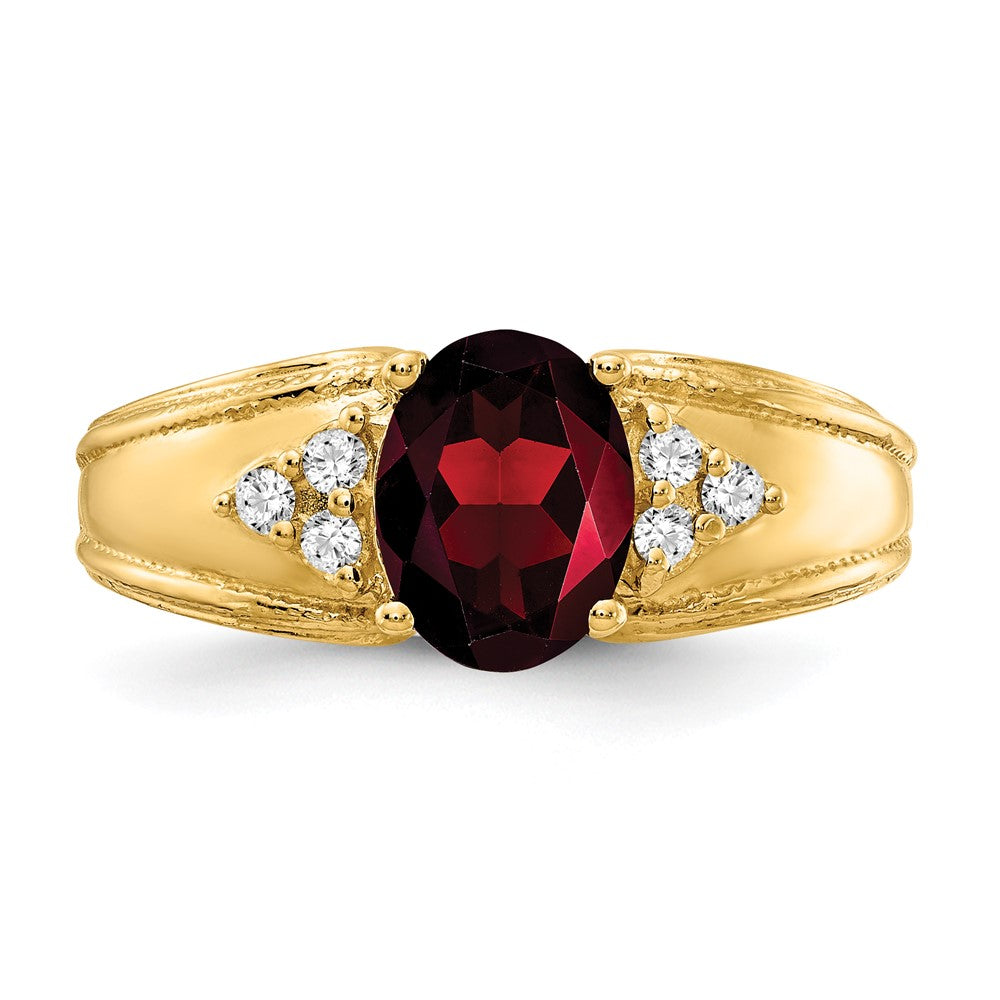 14k 8x6mm Oval Garnet A Diamond ring