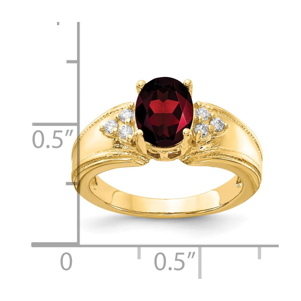 14k 8x6mm Oval Garnet VS Diamond ring