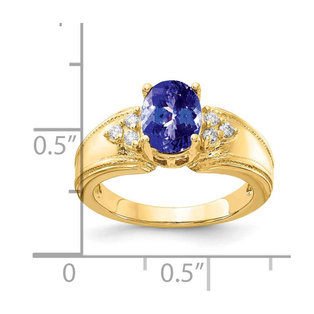 14k 8x6mm Oval Tanzanite A Diamond ring