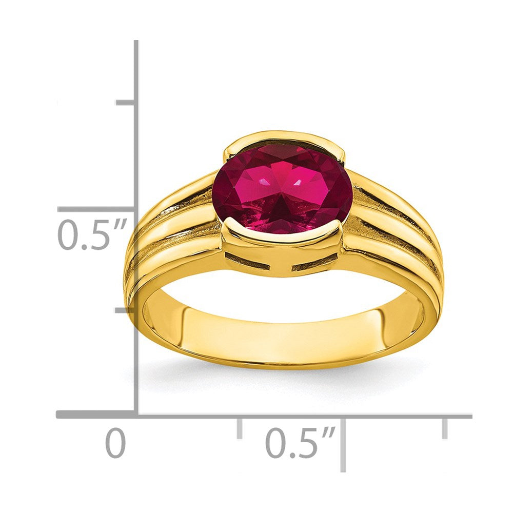 14k 8x6mm Oval Created Ruby ring