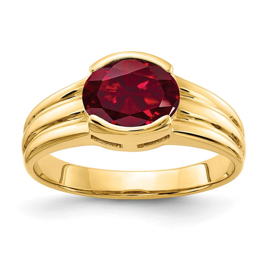 14k 8x6mm Oval Created Ruby ring