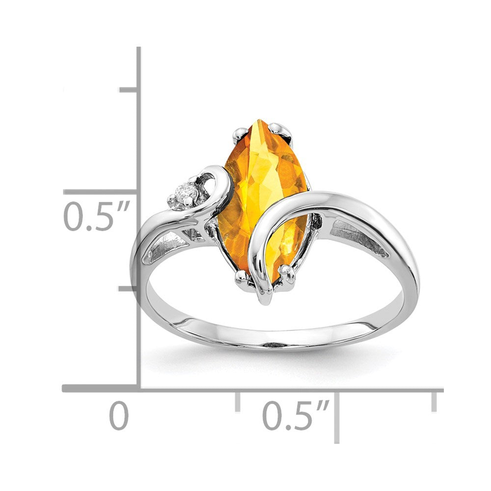 14k White Gold 12x6mm Marquise Citrine AAA Diamond ring
