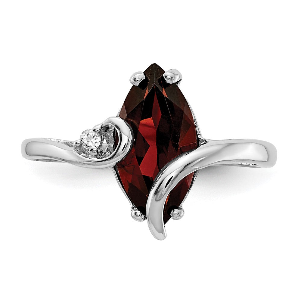 14k White Gold 12x6mm Marquise Garnet AAA Diamond ring