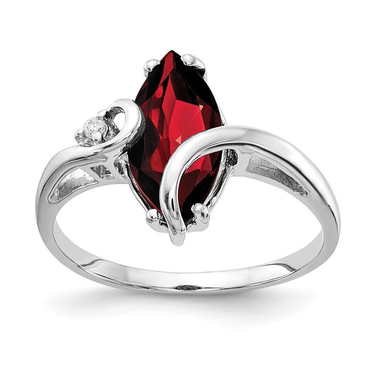 14k White Gold 12x6mm Marquise Garnet A Diamond ring