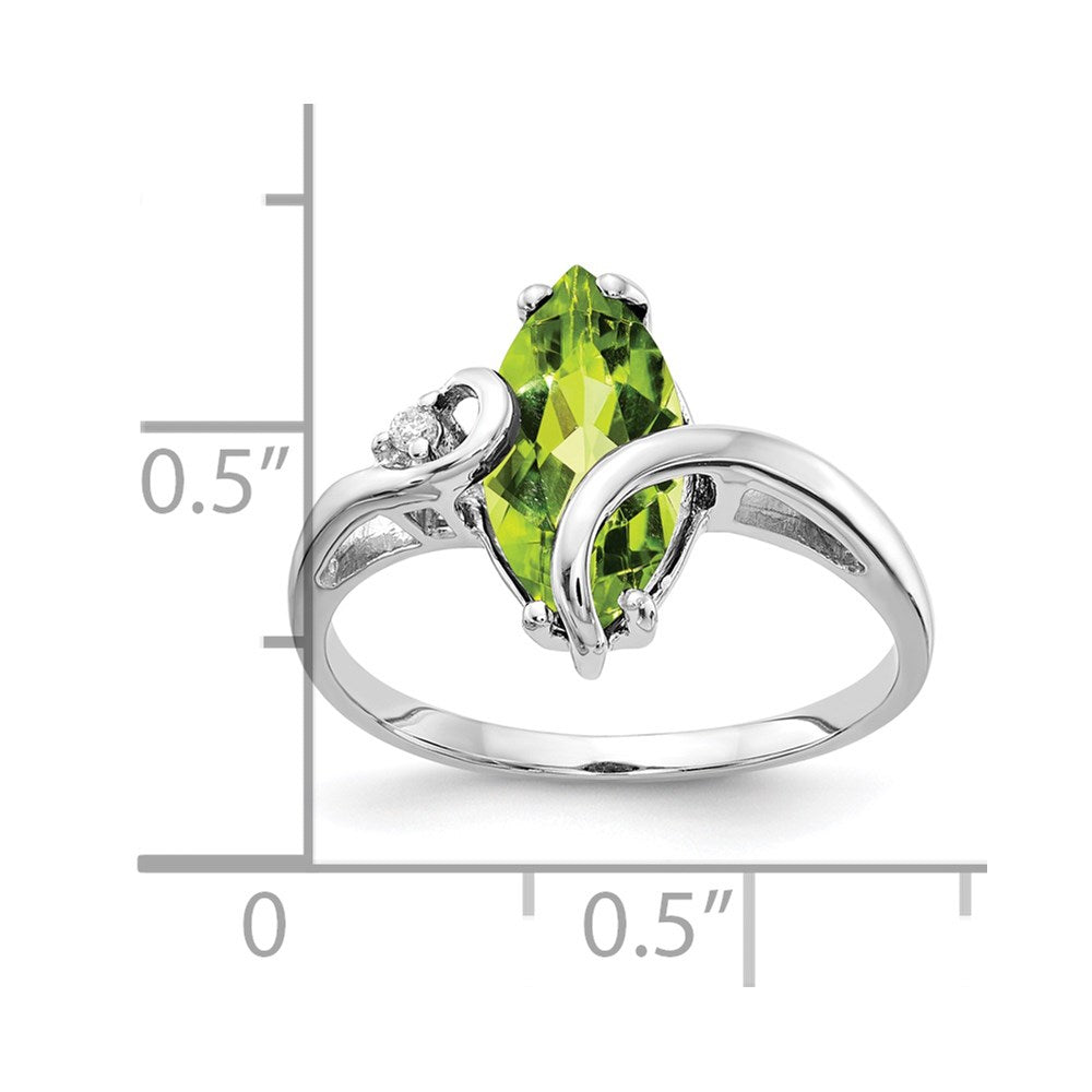 14k White Gold 12x6mm Marquise Peridot A Diamond ring