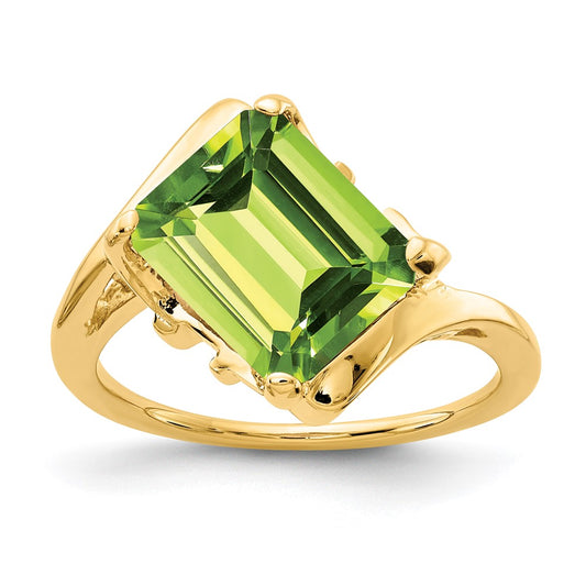 14k 10x8mm Emerald Cut Peridot ring