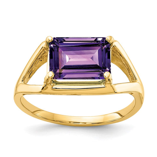 14k 9x7mm Emerald Cut Amethyst ring