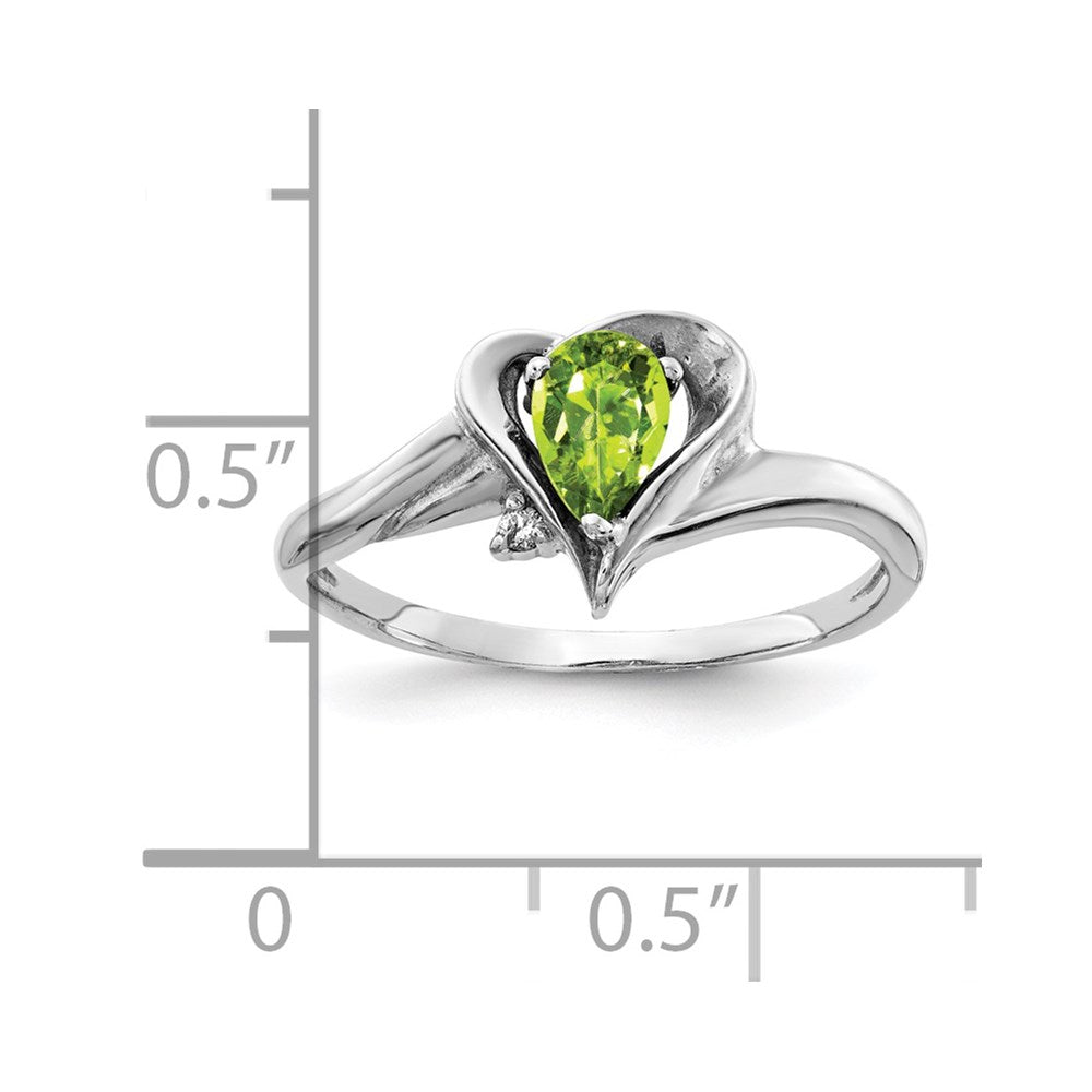 14k White Gold 6x4mm Pear Peridot VS Diamond ring