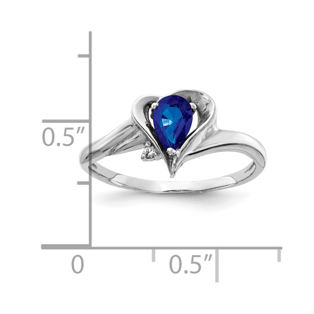 14k White Gold 6x4mm Pear Sapphire A Diamond ring