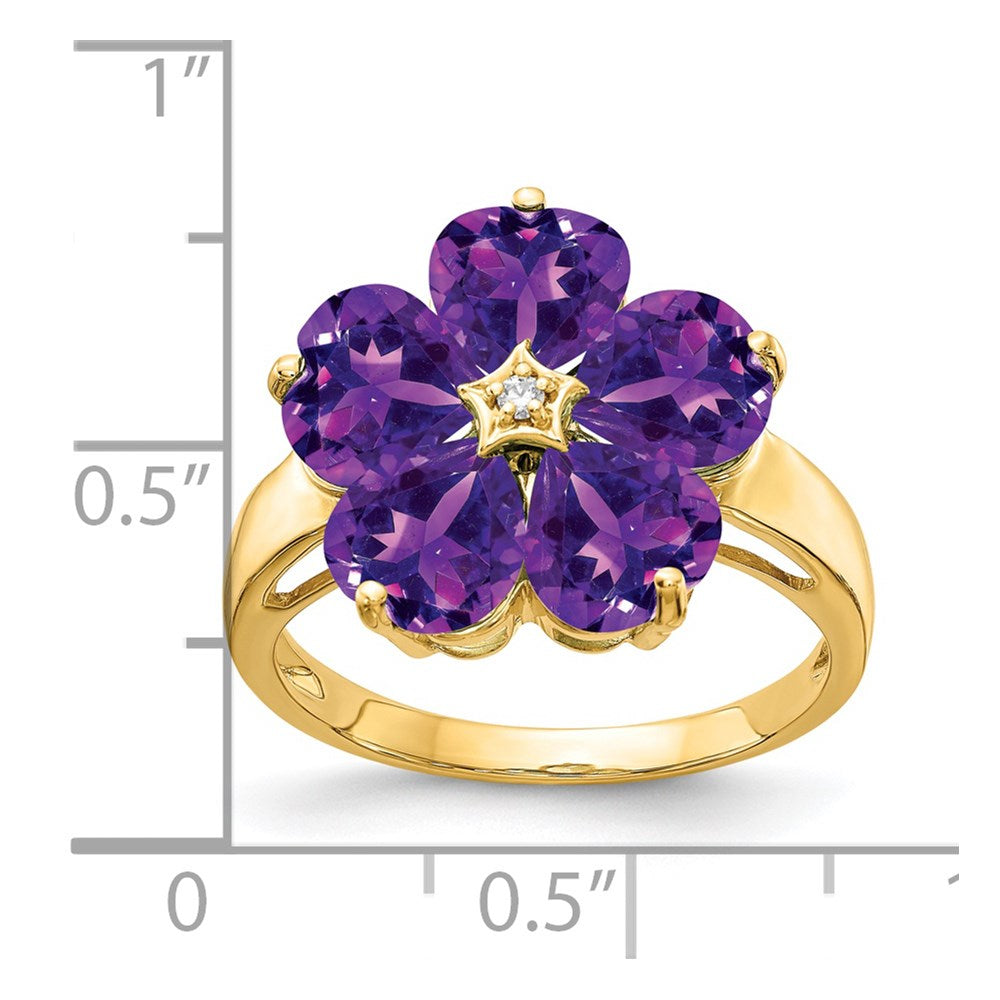 14k 6mm Heart Amethyst VS Diamond ring