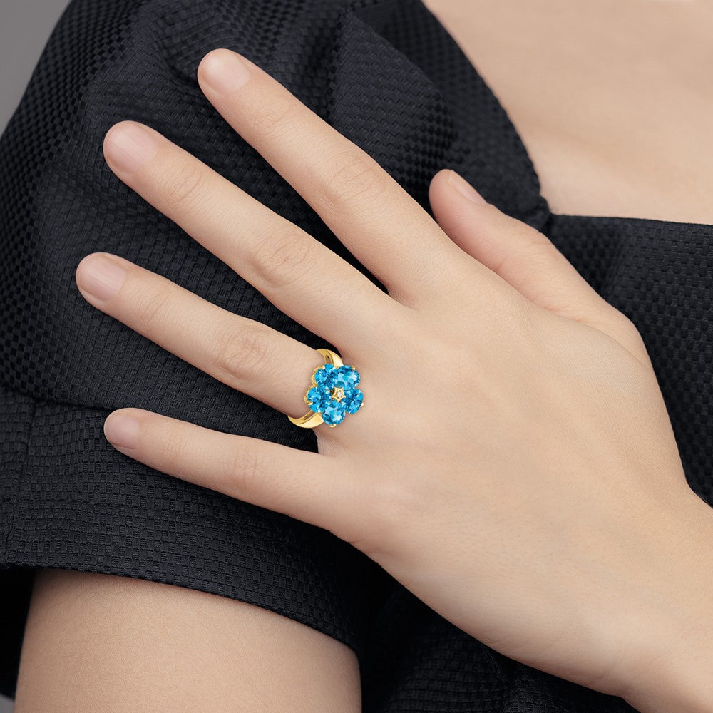 14k 6mm Heart Blue Topaz VS Diamond ring