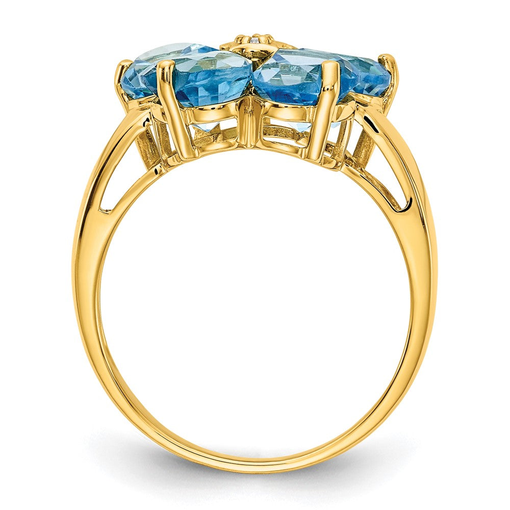 14k 6mm Heart Blue Topaz VS Diamond ring