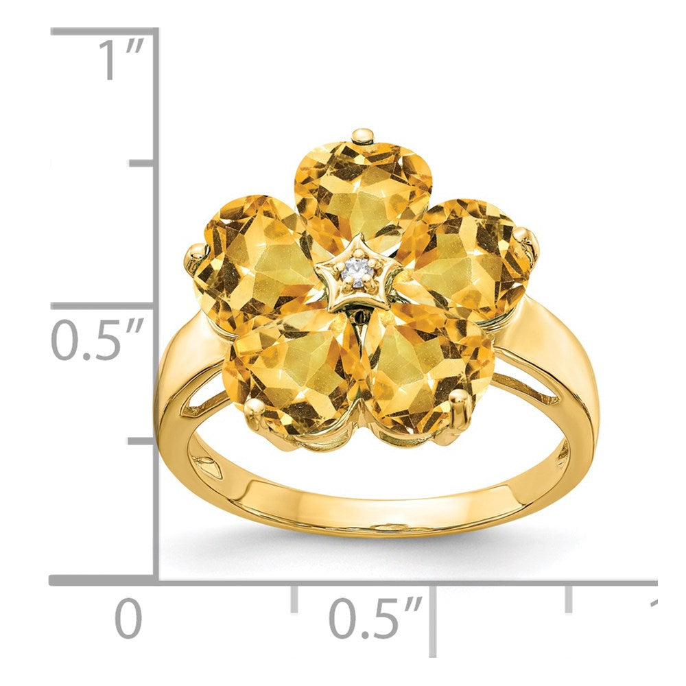 14k 6mm Heart Citrine VS Diamond ring