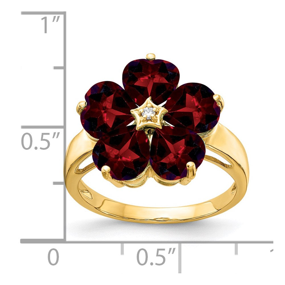 14k 6mm Heart Garnet A Diamond ring