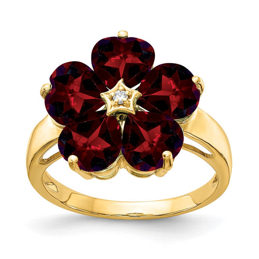 14k 6mm Heart Garnet AAA Diamond ring