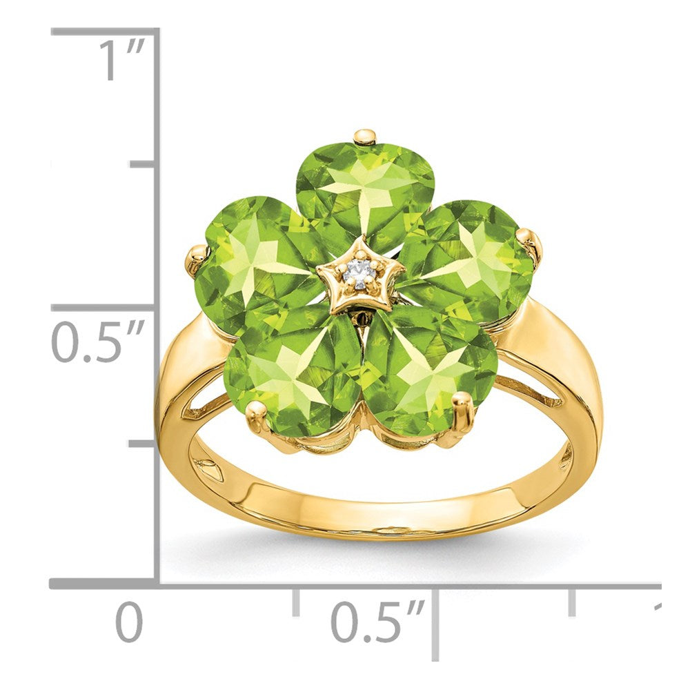 14k 6mm Heart Peridot VS Diamond ring