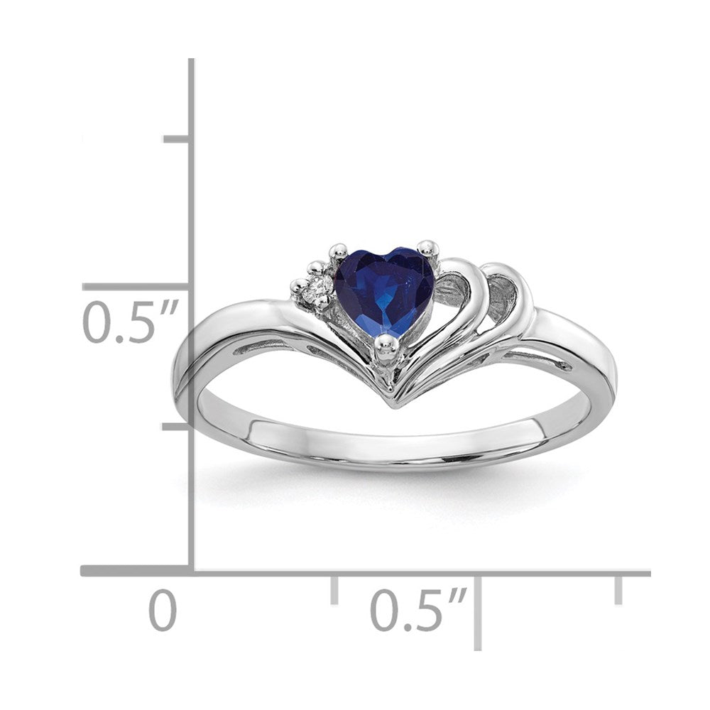 14k White Gold 4mm Heart Sapphire A Diamond ring