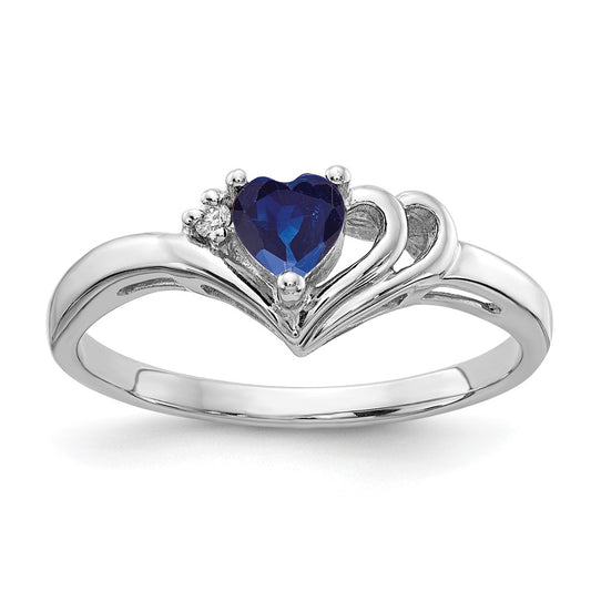 14k White Gold 4mm Heart Sapphire A Diamond ring