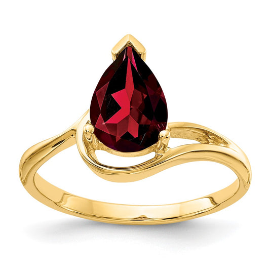 14k 9x6mm Pear Garnet ring