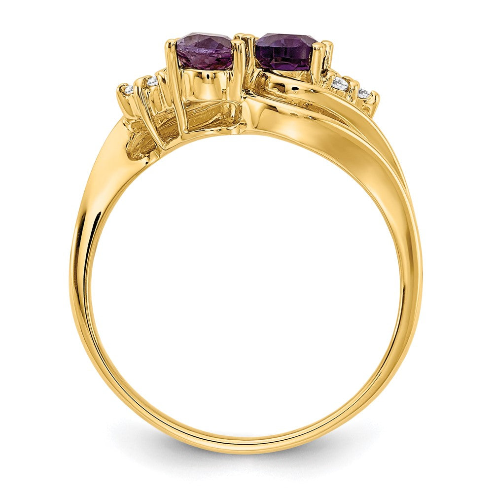 14k 6x4mm Oval Amethyst AAA Diamond ring