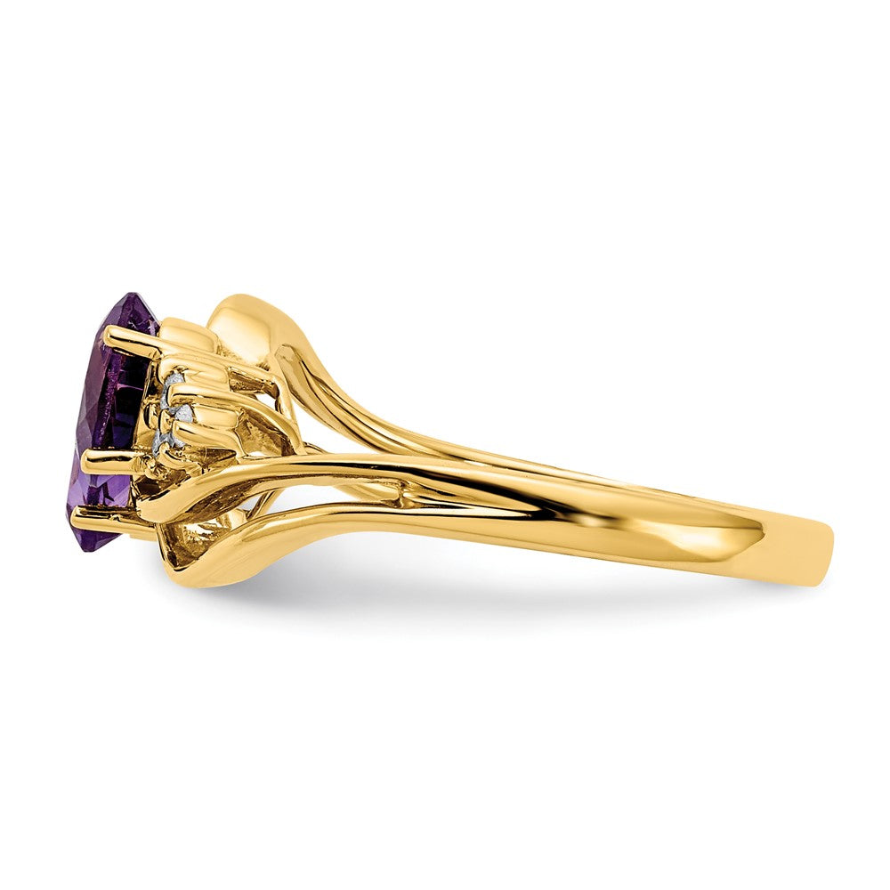 14k 6x4mm Oval Amethyst A Diamond ring