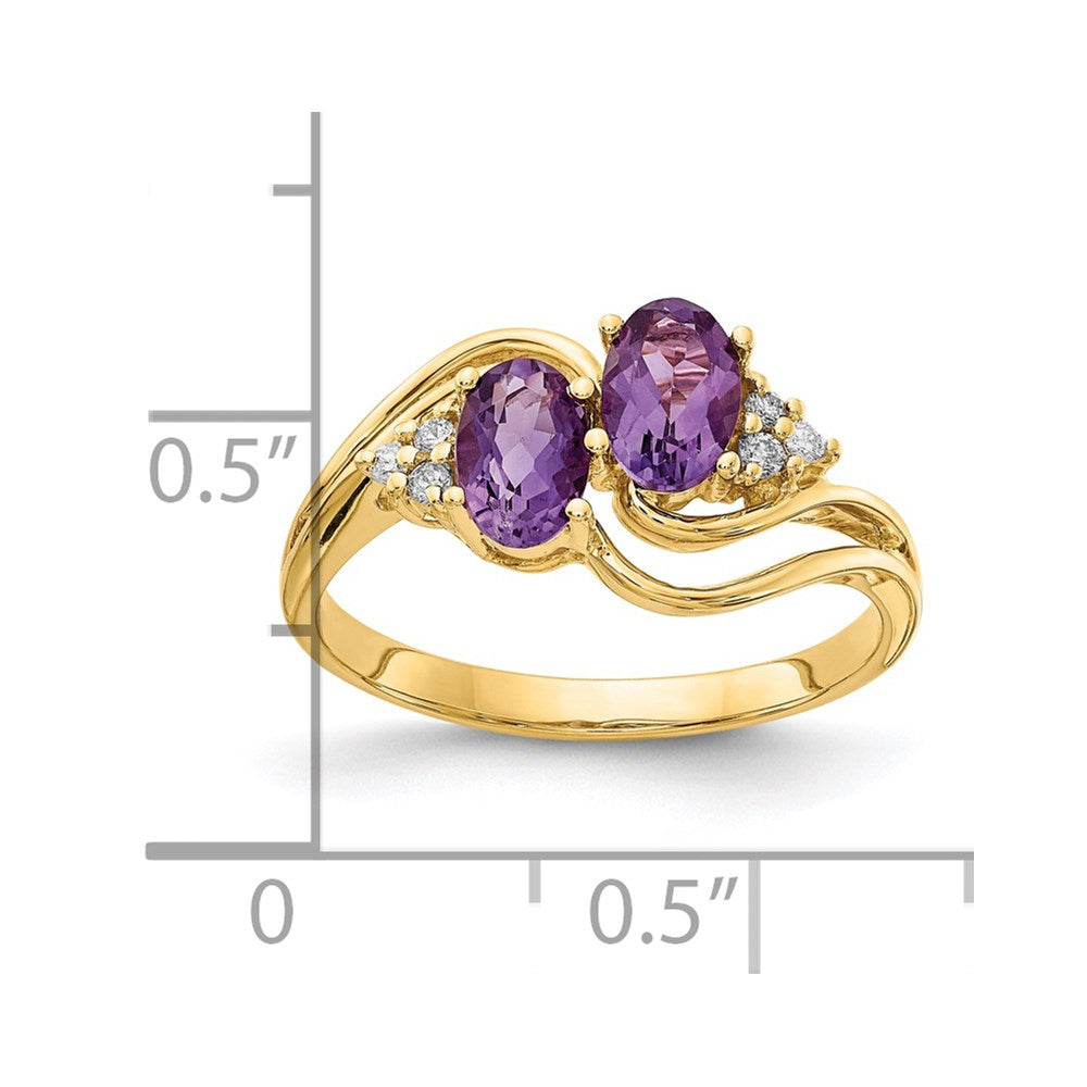 14k 6x4mm Oval Amethyst AAA Diamond ring