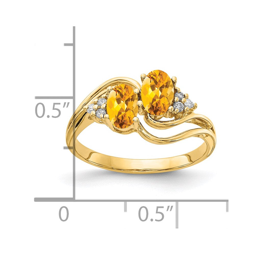 14k 6x4mm Oval Citrine AAA Diamond ring