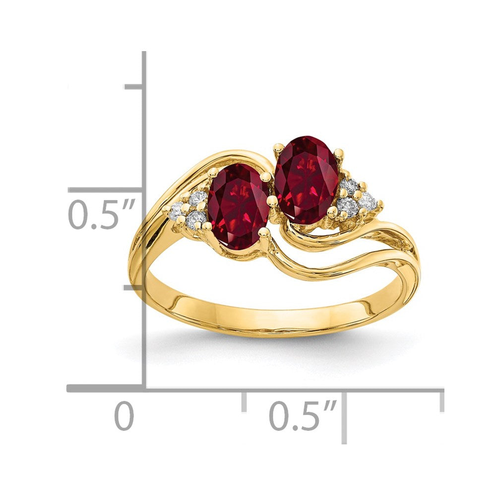 14k 6x4mm Oval Created Ruby VS Diamond ring