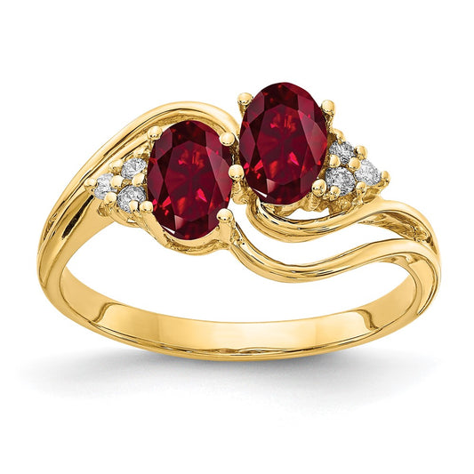 14k 6x4mm Oval Created Ruby VS Diamond ring