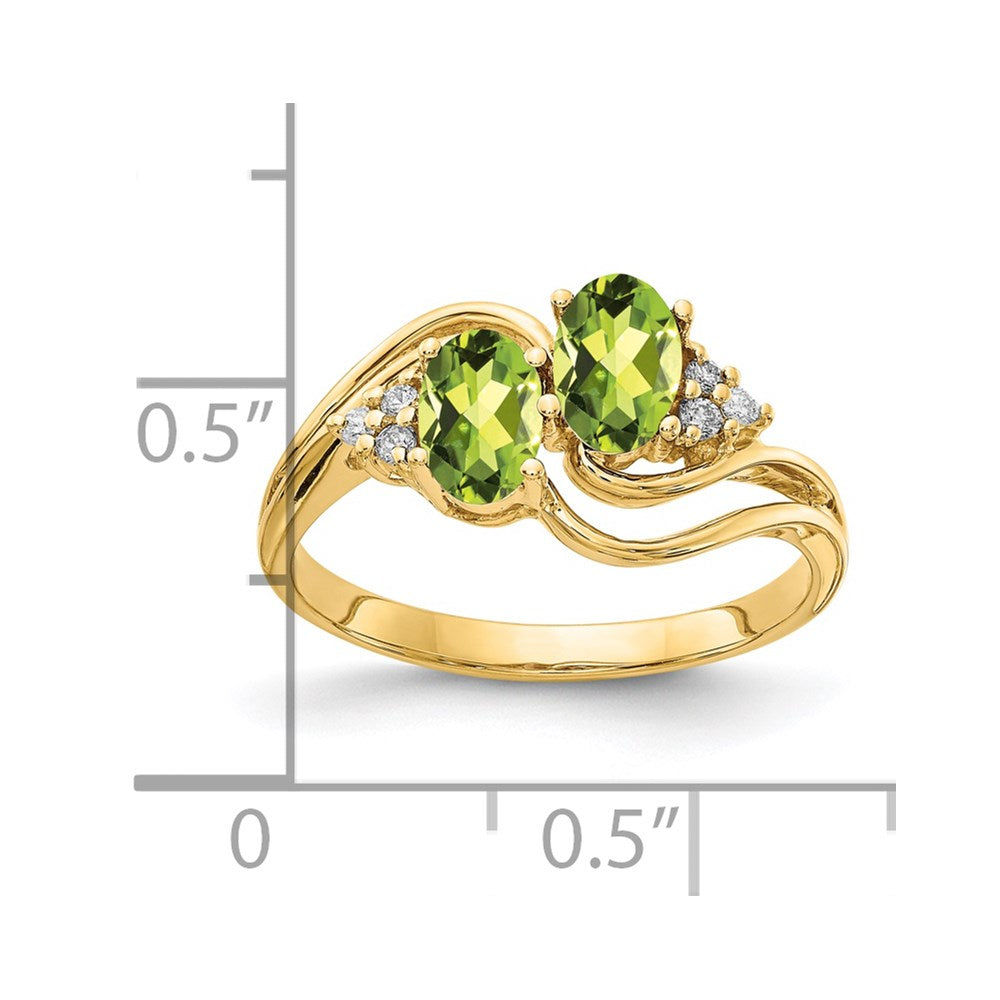 14k 6x4mm Oval Peridot AAA Diamond ring
