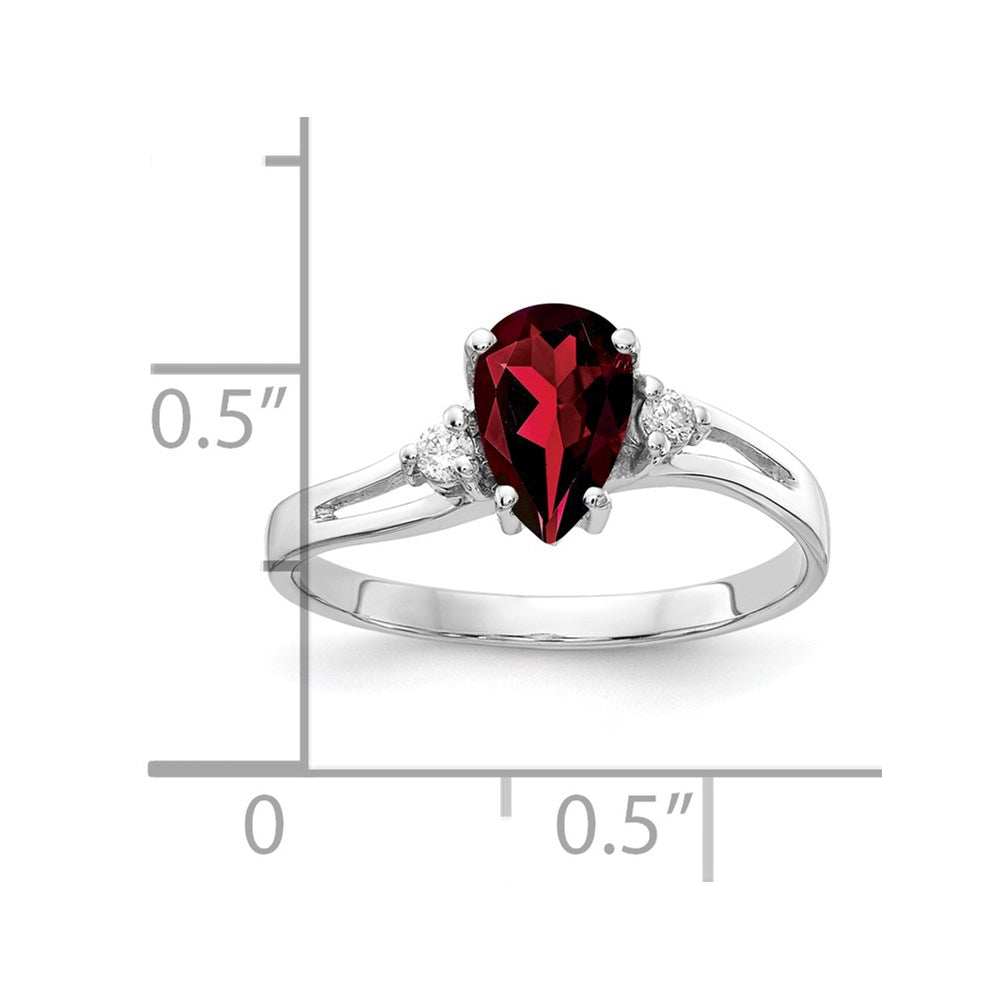 14k White Gold 7x5mm Pear Garnet AAA Diamond ring