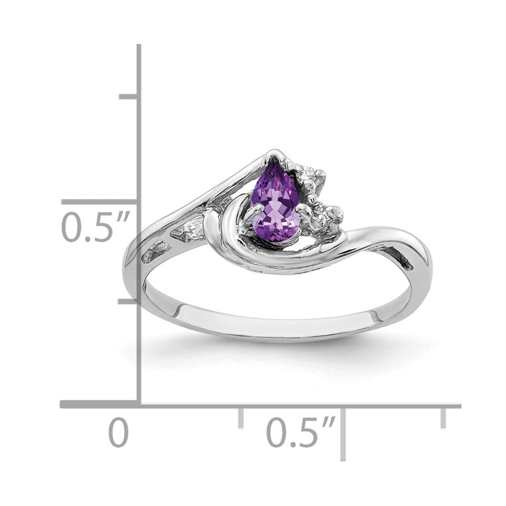14k White Gold 5x3mm Pear Amethyst A Diamond ring