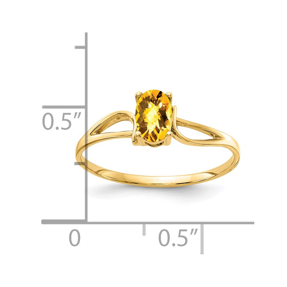 14k 6x4mm Oval Citrine Checker ring