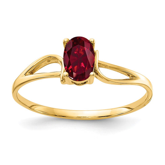 14k 6x4mm Oval Created Ruby ring