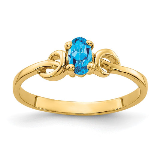 14k 5x3mm Oval Blue Topaz ring