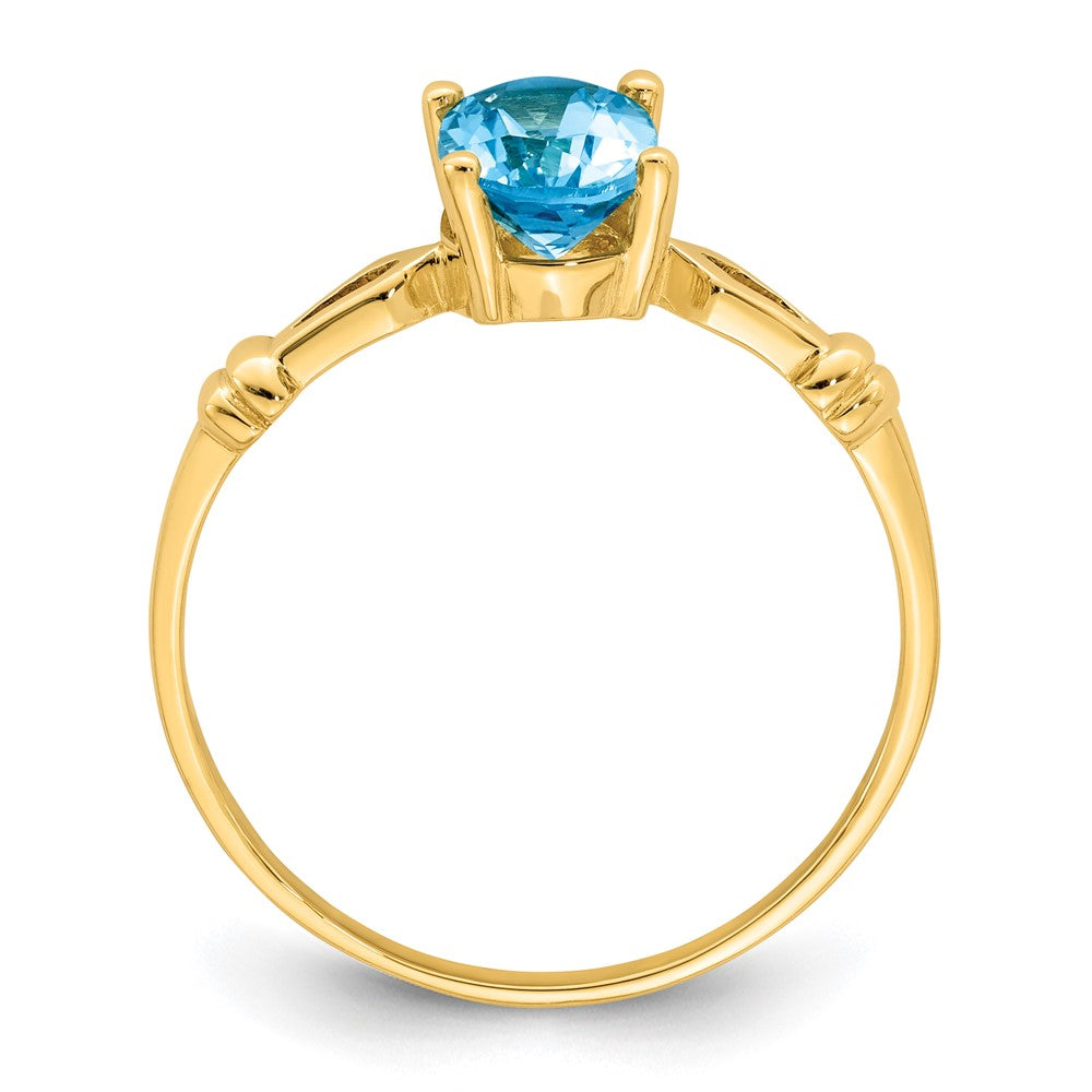 14k 7x5mm Oval Blue Topaz ring